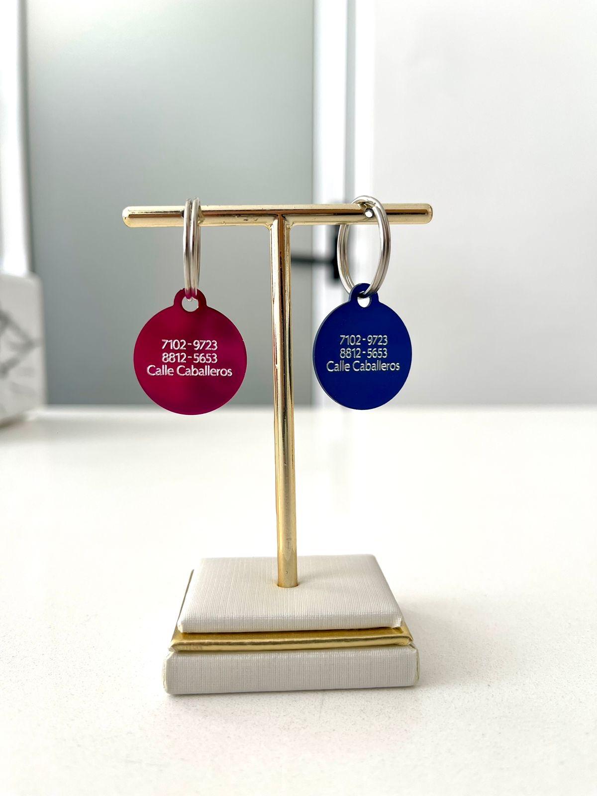 ⚪ Placa metálica redonda – reversible y personalizada