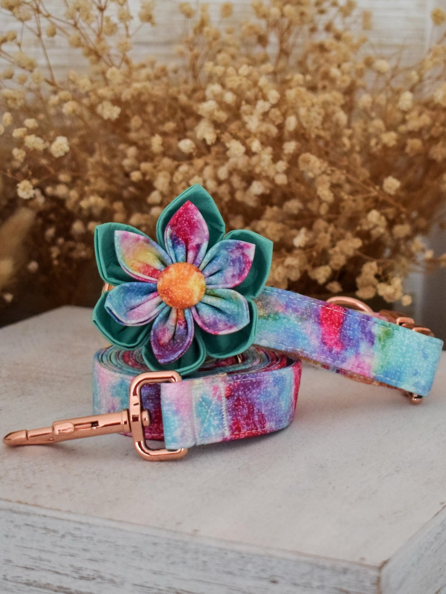 Collar y correa “Amanecer” – edición floral