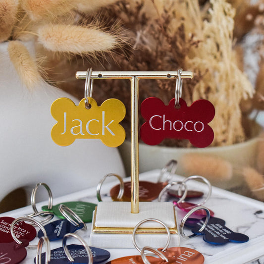 🦴 Placa metálica huesito – reversible y personalizada